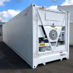 View on a 40 feet container and its cooling unit