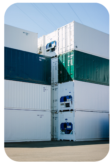 Zelený a Biely Chladiaci Kontajner na Sklade MT Container v Hamburgu
