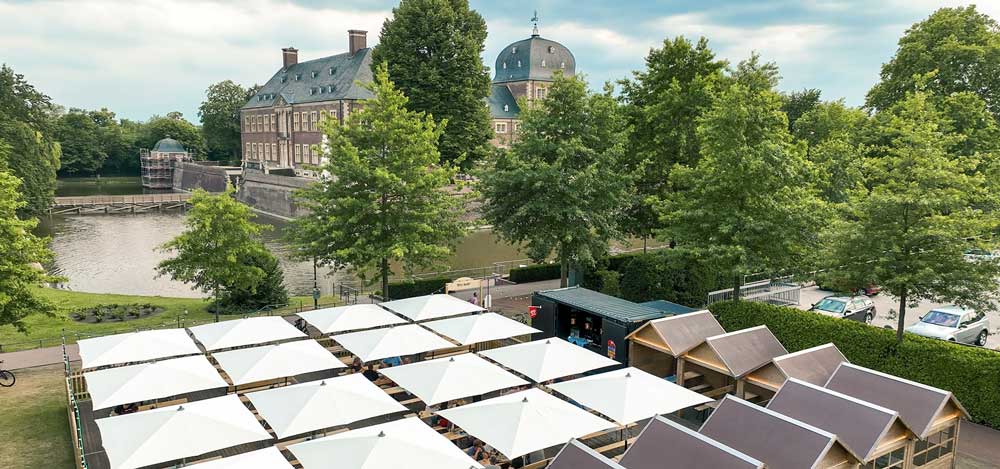 View on the roofs of the beergarden of the town Ahaus