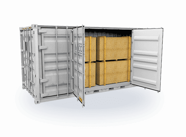 Container with open side doors