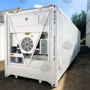 View on a 40 feet container and its cooling unit